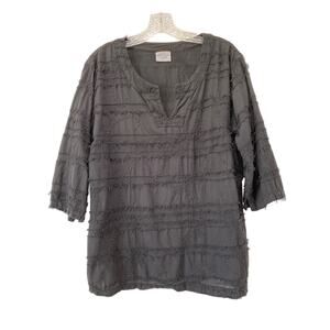Cottonseed Casual Wear Shaggy Tunic Top Size S Cotton Pre-Shrunk‎ USA Boho Black